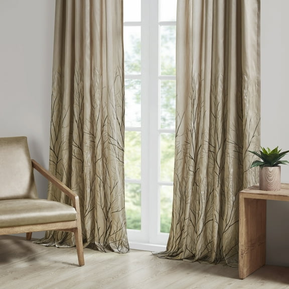 Madison Park Andora Transitional Polyester Fabric Lined Window Panel in Tan