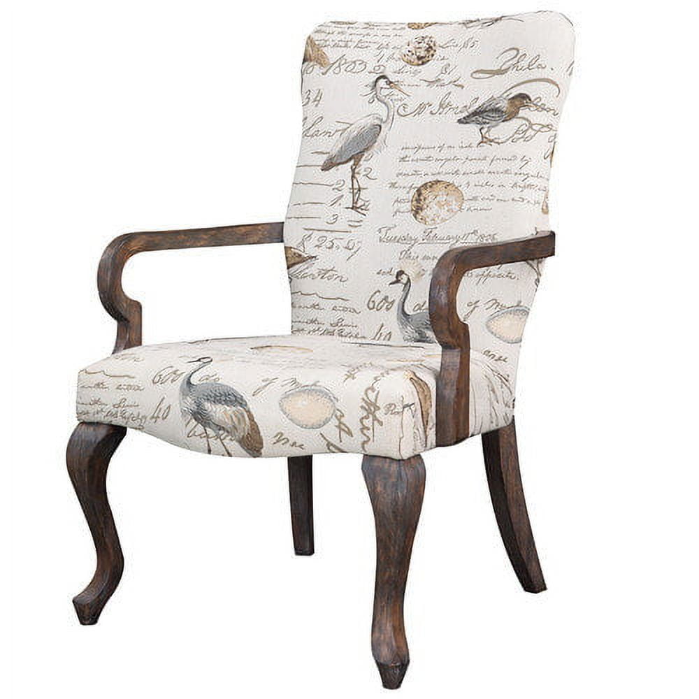 Handcrafted Ivory Microfiber Accent Chair with Birch Frame