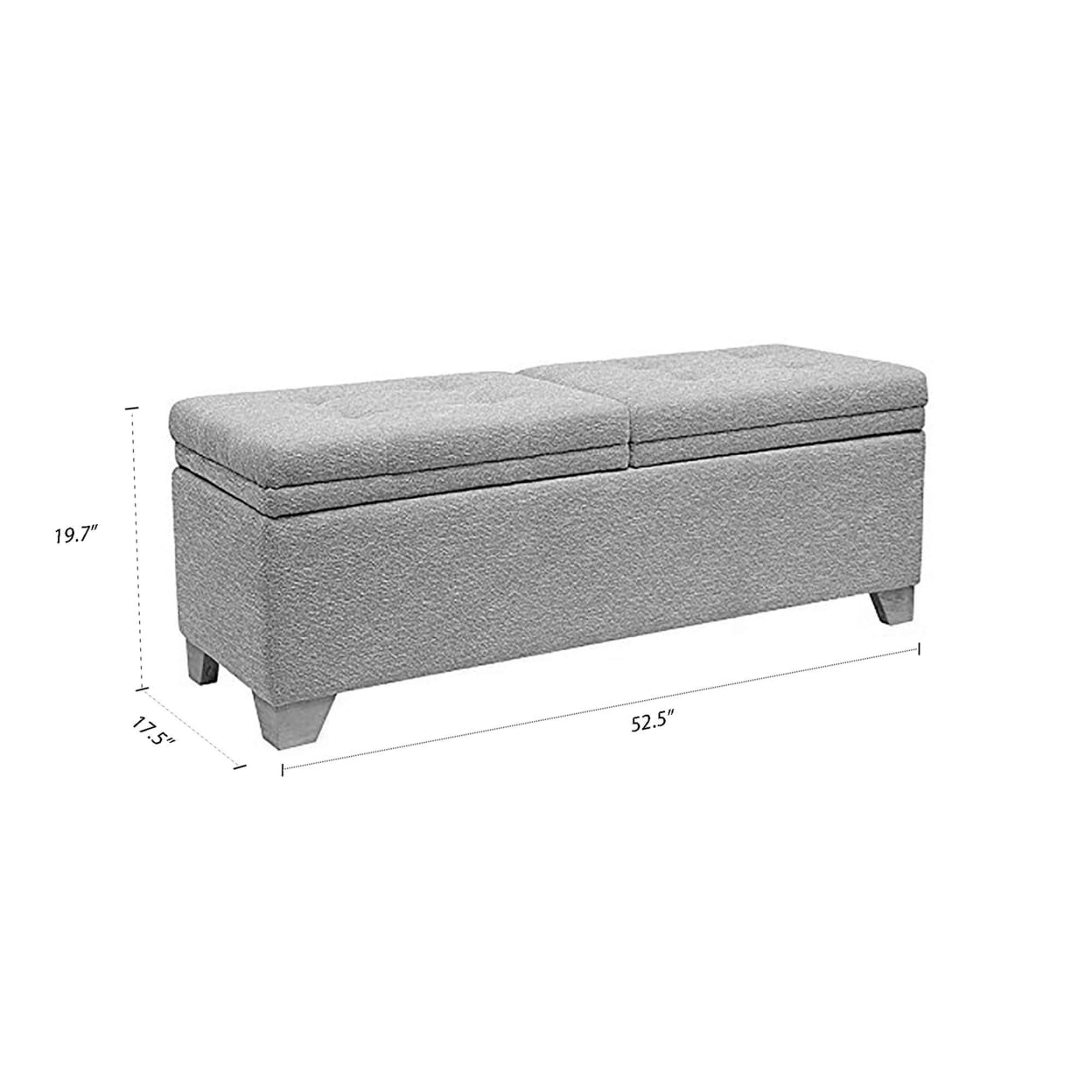 Gray Upholstered Storage Bench with Button-Tufted Top