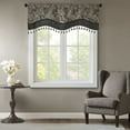 thumbnail image 1 of Madison Park Aubrey Paisley Rod Pocket Valance Adult Indoor 50"x18" Jacquard Beaded in Black, 1 of 5