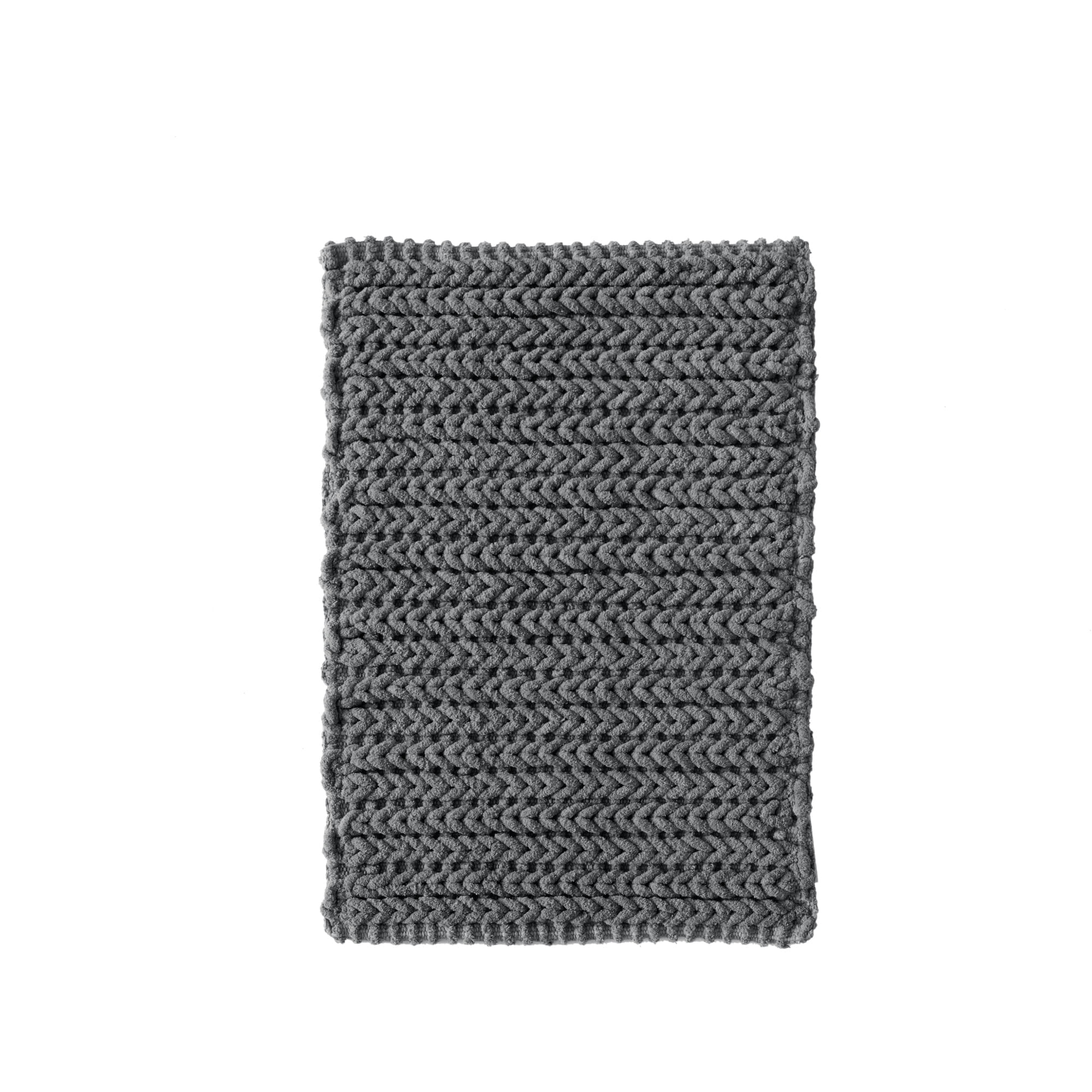 Charcoal Cotton Chenille Chain Stitch Bath Rug 17"x24"
