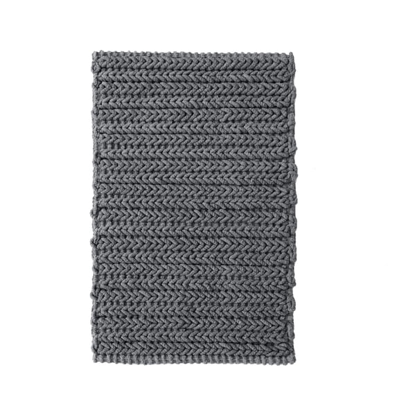 Madison Park Bathroom Rug, Soft Chain Stitch Chenille Rug, 100% Cotton, Charcoal, 24"x40"