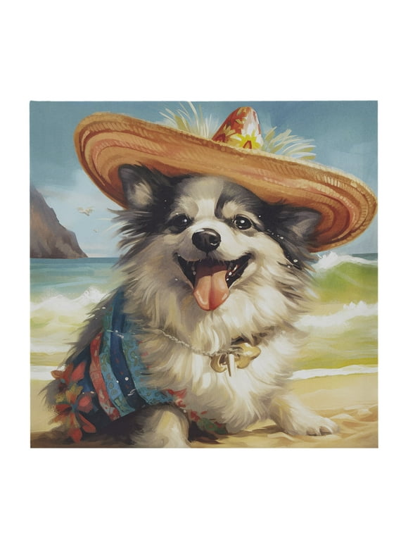 Madison Park Beach Dogs Lovely Happy Chihuahua Printed on Canvas Wall Art, Blue Multi, 16"W x 16"H