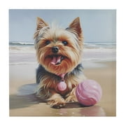 Madison Park Beach Dogs Playful Yorkie Printed on Canvas Wall Art, Blue Multi, 16"W x 16"H