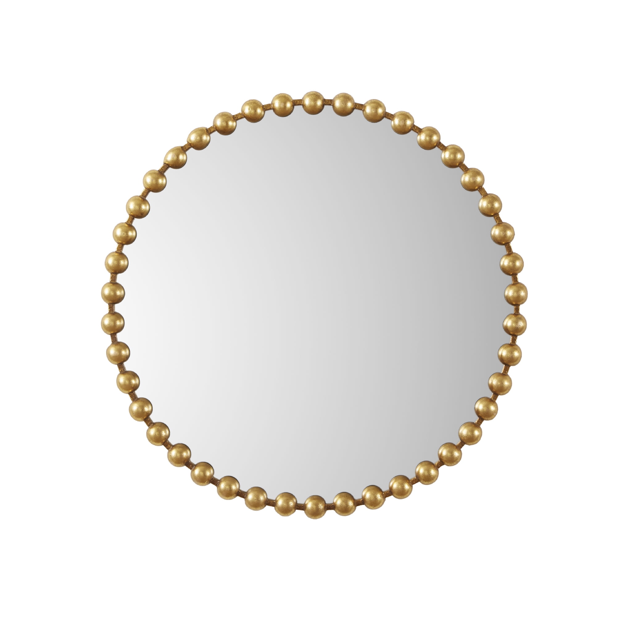 36" Round Gold Beaded Metal Wall Mirror