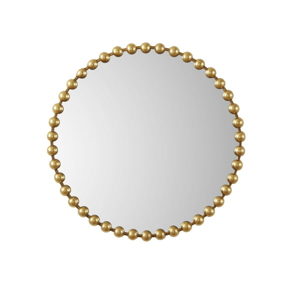 Madison Park Beaded 36" Dia Round Wall Mirror, with Luxury Iron Framed, Modern Wall Mounted Mirror for Home Décor, Gold