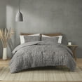 thumbnail image 1 of Madison Park Blair 3-peice Ruched Faux Fur Down Alternative Comforter Set, Full/Queen - Grey, 1 of 8