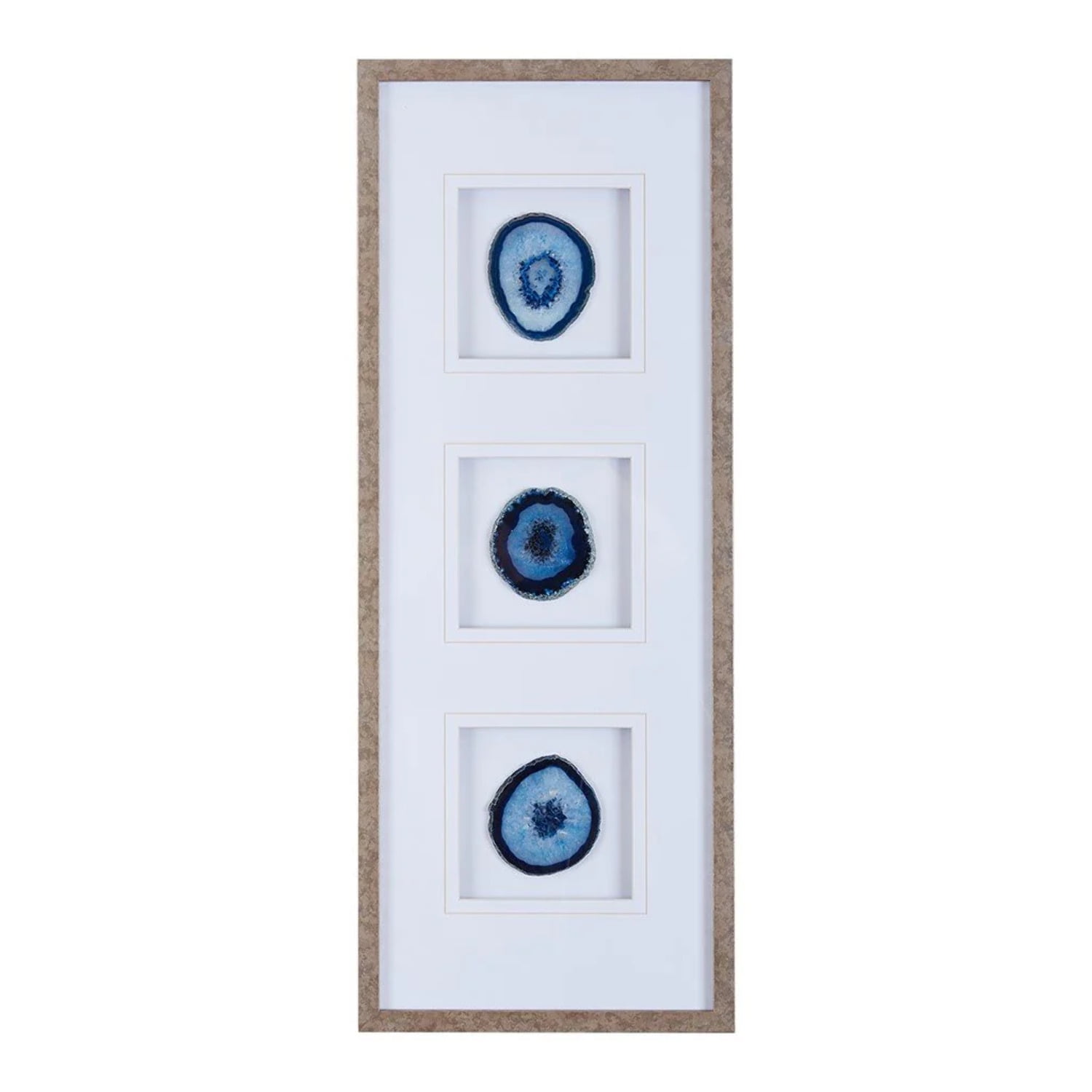 Blue Agate Trio Framed Wall Decor with Glass