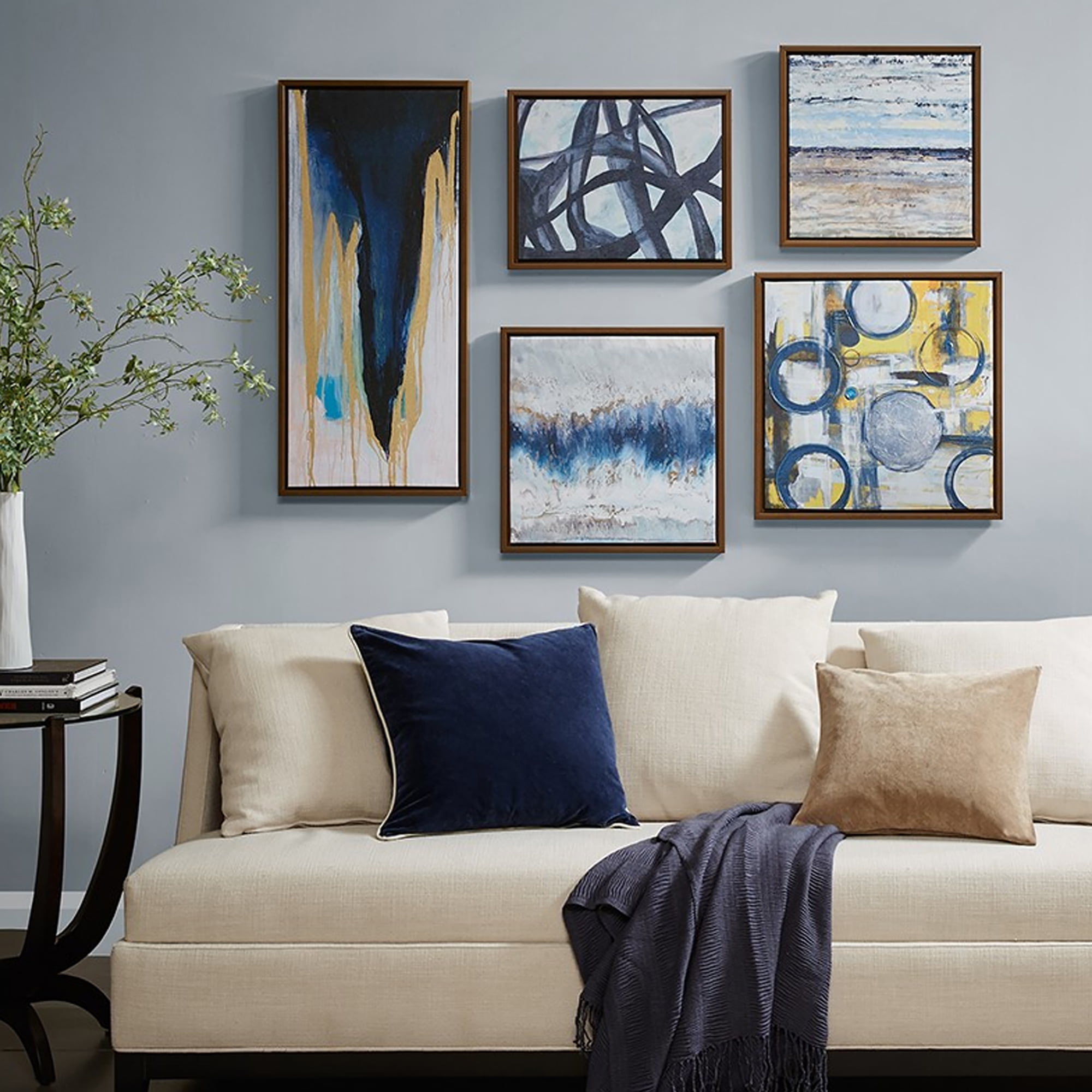 Madison Park Blue Bliss Abstract 5piece Gallery Framed Canvas Wall Art