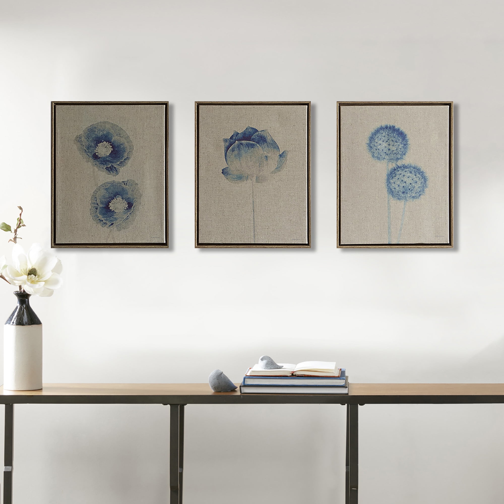 Madison Park Blue Print Botanicals 3Piece Framed Canvas Wall Art Set