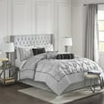 thumbnail image 1 of Madison Park Cal King Comforter Sets, 7-Piece Tufted Pintuk Bed in a Bag Bed Set, Satin Luxury Grey Comforter Bedding Set with Decor Pillow, 1 of 11