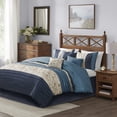 thumbnail image 1 of Madison Park Cal King Size Embroidered 7 Piece Comforter Set Navy,Bed in a Bag,All Season Bed Set,Cozy and Lightweight, 1 of 11