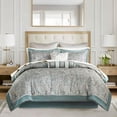 thumbnail image 1 of Madison Park Cal King Size 12 Piece Comforter Set with Cotton Bed Sheets Teal,Bed in a Bag,All Season Bed Set,Cozy and Lightweight, 1 of 7