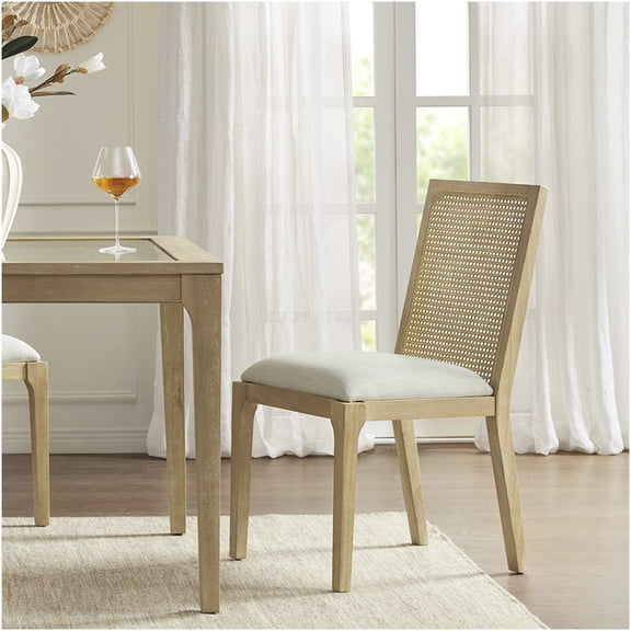 Madison Park Canteberry 2-Piece Natural Dining Chairs Set, Farmhouse Style with Upholstered Seat and Cane Back
