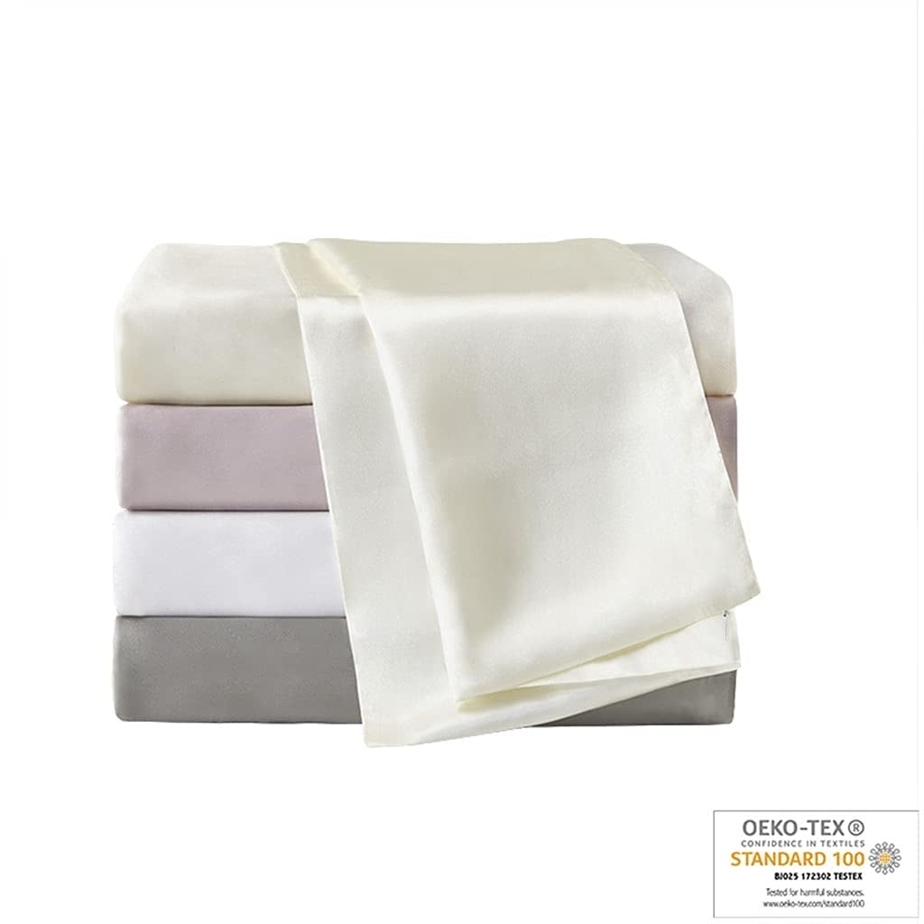 Ivory Mulberry Silk Standard Pillowcase with Zipper Closure