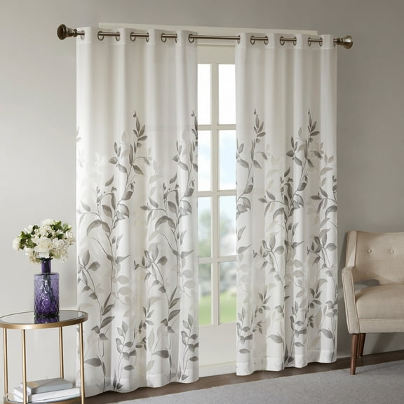 Home Essence Rosalie Burnout Printed Single Window Panel Curtain, 50"W x 84"L