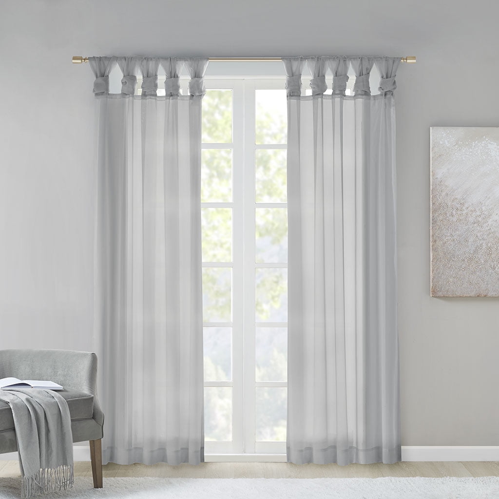 Light Grey Sheer Tab Top Ground Length Drapes