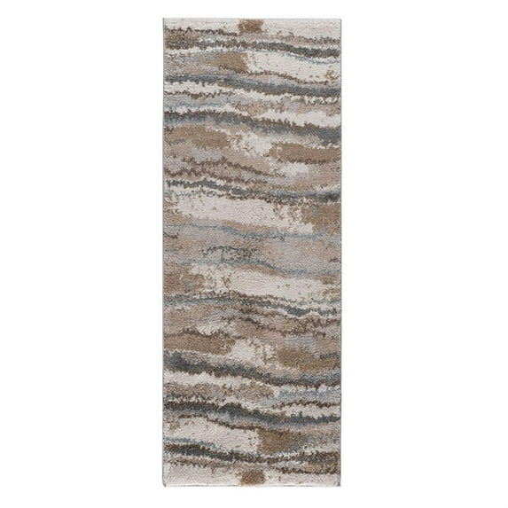 Madison Park Cozy Shag Watercolor Area Rug with Blue and Tan Finish MP35-7586