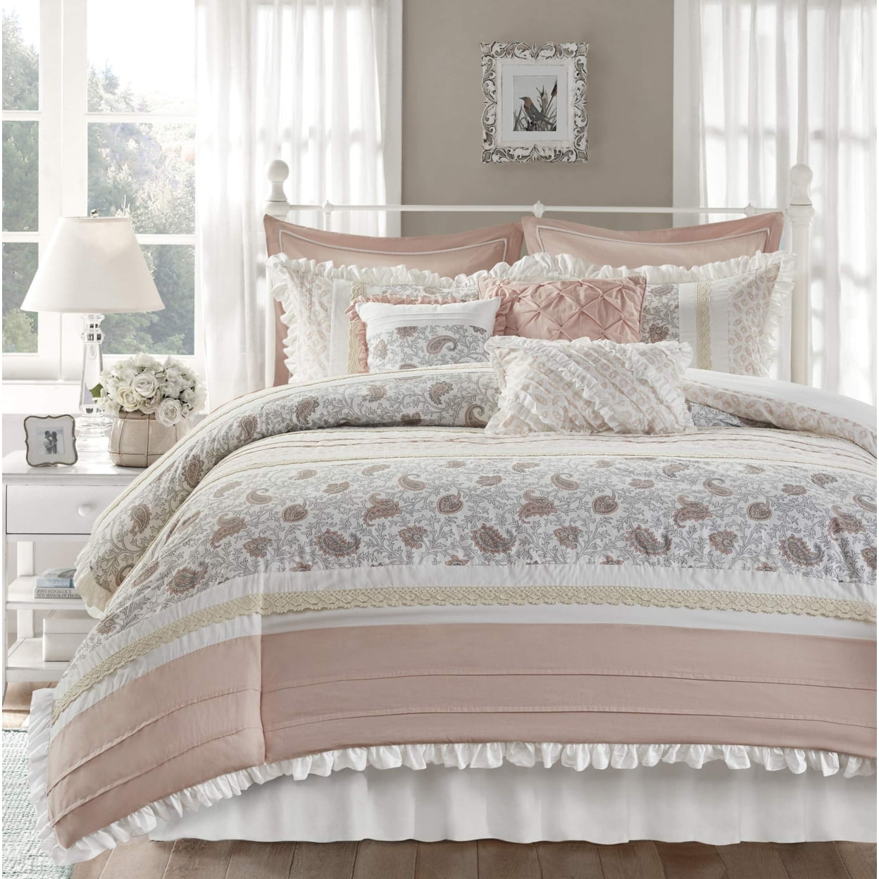 Blush Cotton King Reversible 9-Piece Comforter Set
