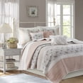 thumbnail image 1 of Madison Park Dawn Full/Queen 6 Piece Cotton Percale Quilt Set with Throw Pillows in Blush, 1 of 6