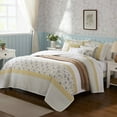 thumbnail image 1 of Madison Park Dawn Full/Queen 6 Piece Cotton Percale Quilt Set with Throw Pillows in Yellow, 1 of 6