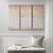 Madison Park Dewy Forest Gold Foil Abstract 3-piece Canvas Wall Art Set in Blush, 15"W x 35"H