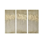 Madison Park Dewy Forest Gold Foil Abstract 3-piece Canvas Wall Art Set in Taupe, 15"W x 35"H