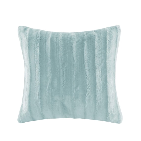 Madison Park Duke Faux Fur Stripe Decorative Throw Pillow, 20X20 Inches Blue