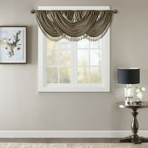 Madison Park Elena Faux Silk Waterfall Embellished Valance, Bronze, 38"W x 46"L