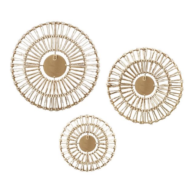 Madison Park 3Piece Metal Ella Corn Husk Wrapped Metal Wall Decor in