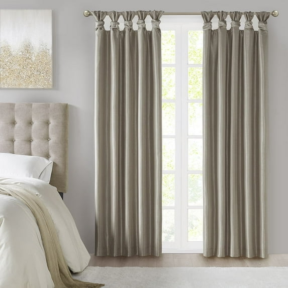 Madison Park Emilia Twist Tab Total Blackout Window Curtain in Pewter 50x84"