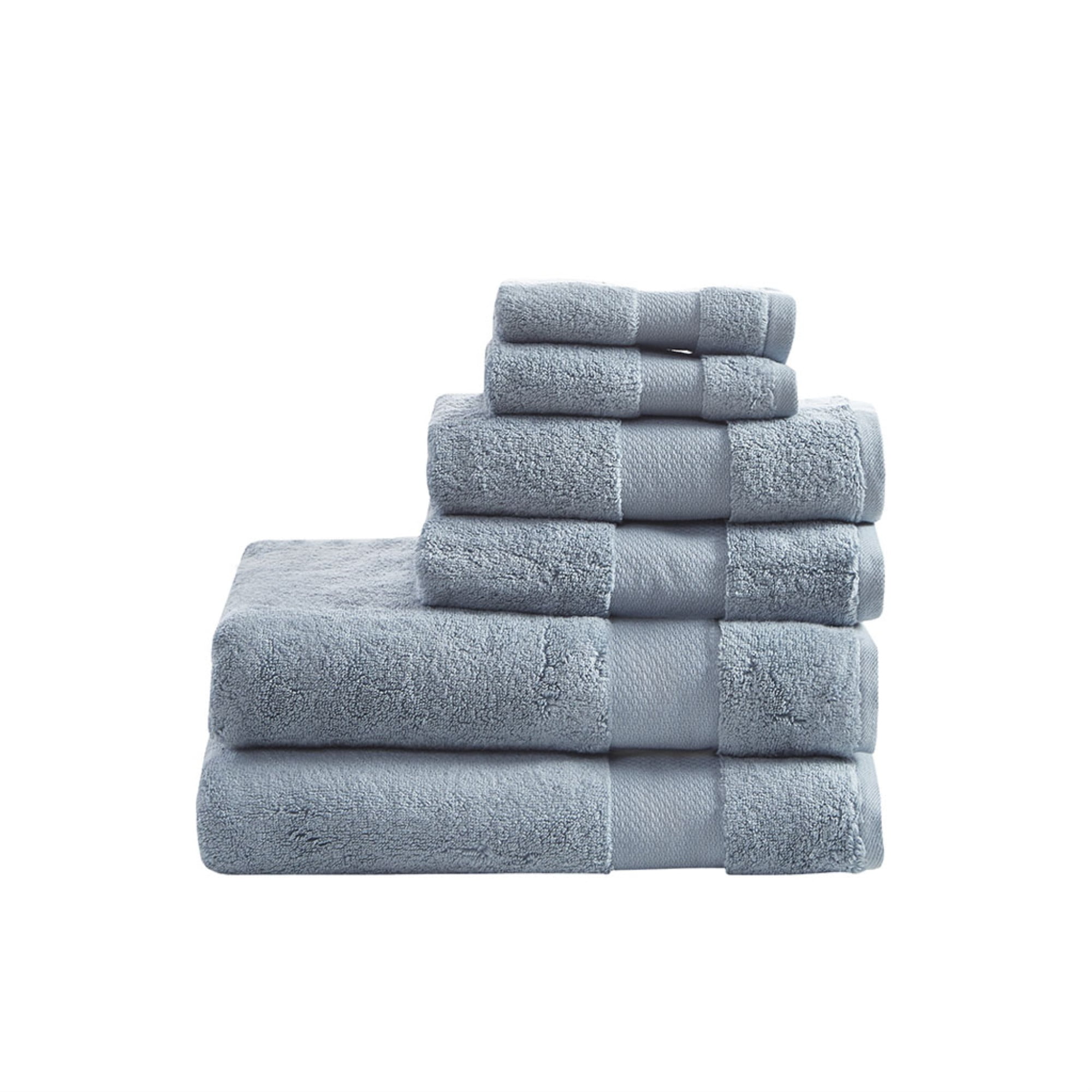 Blue Turkish Cotton 6 Piece Luxury Bath Towel Set