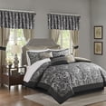 thumbnail image 1 of Regency Heights 24PCs Traditional Paisley Jacquard Comforter Set with Window Curtains,Room in a Bag,Queen,24 Pieces-Black, 1 of 7