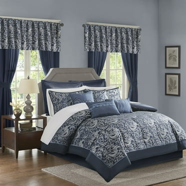 Madison Park Essentials Brystol 24-Piece Fabric Room in a Bag in Navy Finish