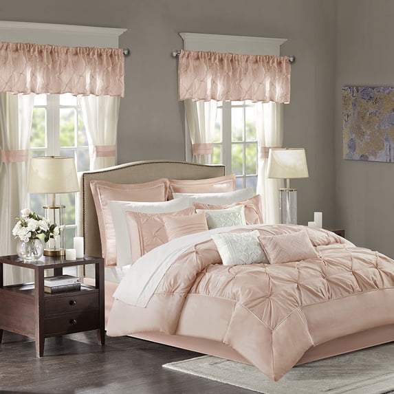 Madison Park Essentials Joella 24-Piece Polyester Tufted Comforter Set in Pink