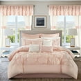 thumbnail image 1 of Madison Park Essentials Luxury 24PCs Comforter Set with Window Curtains,Room in a Bag,King,3-Blush, 1 of 8