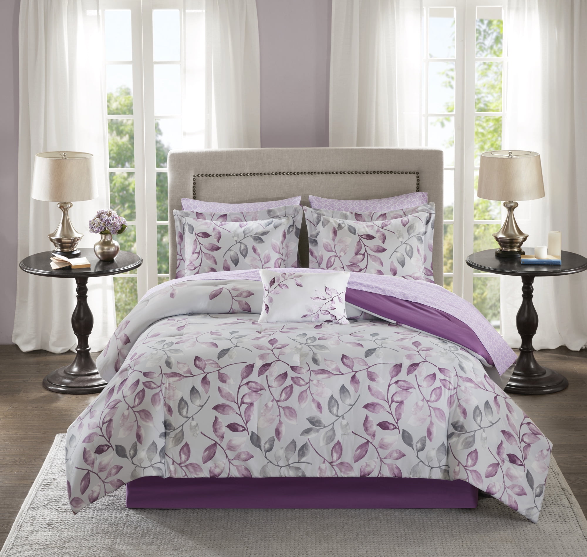 King Purple Microfiber Comforter Set with Pattern