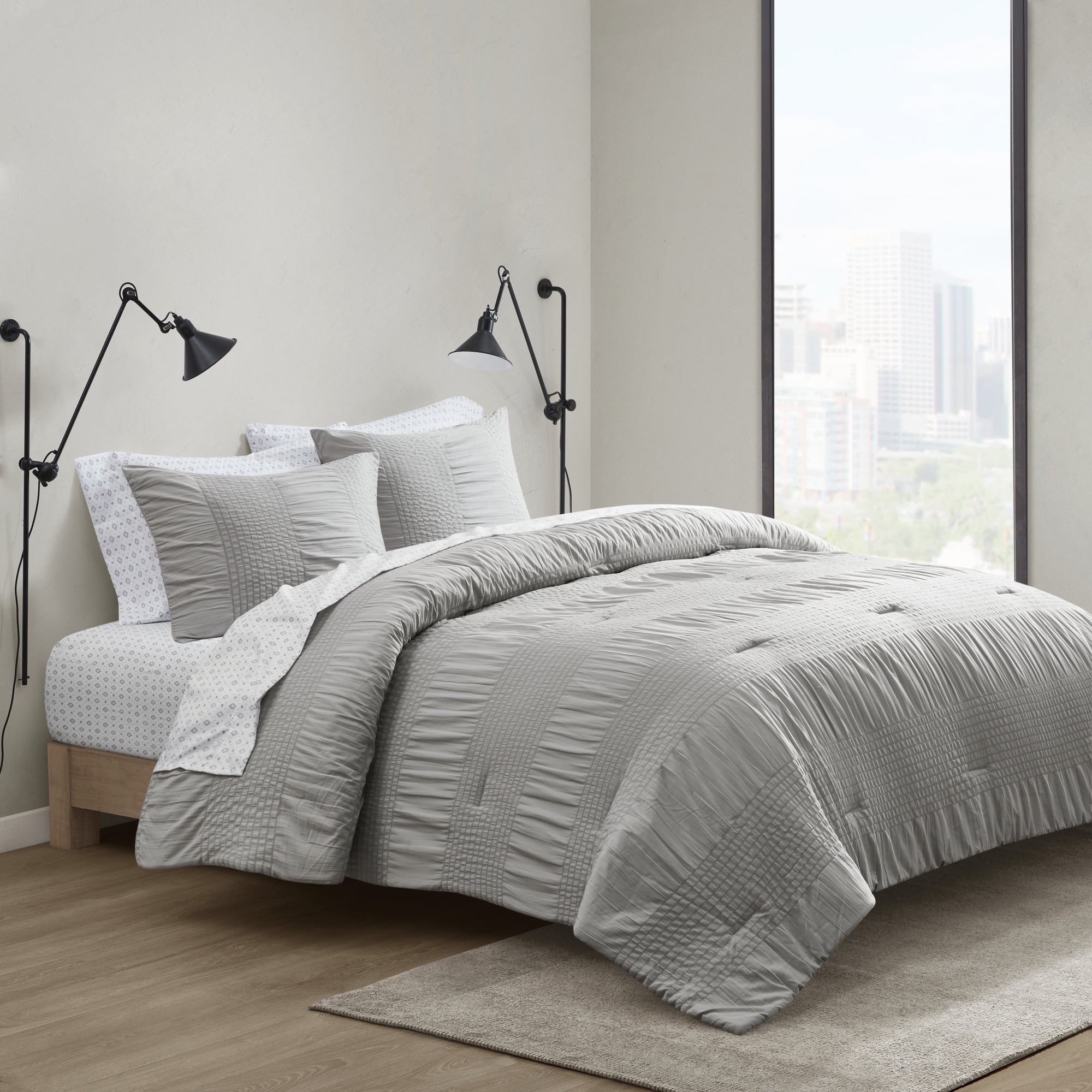 Gray King Microfiber 7-Piece Bed in a Bag Set