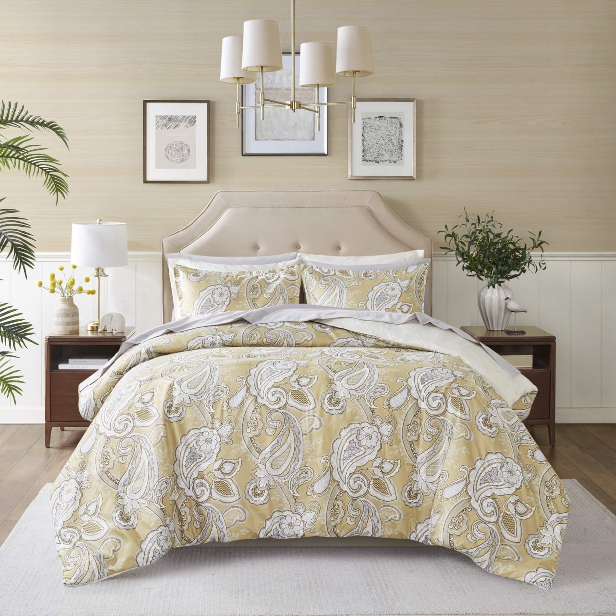 King Gray Paisley Microfiber Bed in a Bag Set