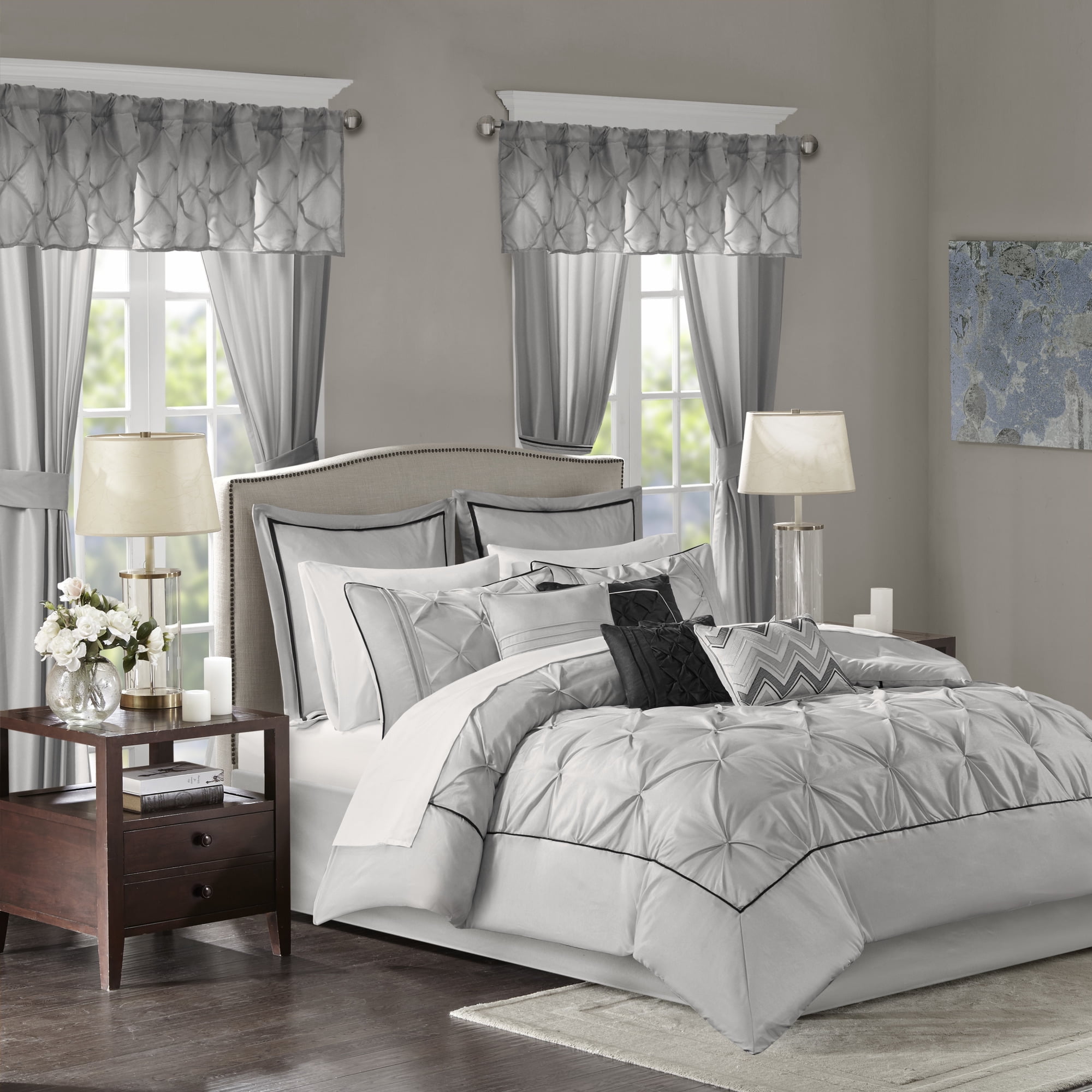 Madison Park Essentials Queen Joella 24 Piece Room in a Bag Grey Walmart