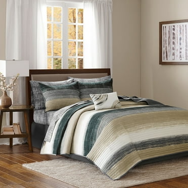 Madison Park Essentials Saben 6-Piece Quilt Set with Cotton Bed Sheets in Taupe