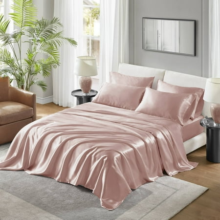 Madison Park Essentials Satin 2 Standard Luxury Pillowcases in Blush