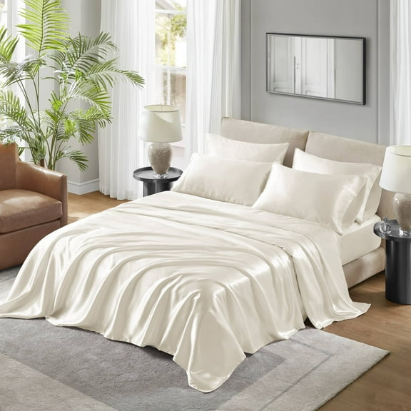 Madison Park Essentials Satin 2 Standard Luxury Pillowcases in Ivory