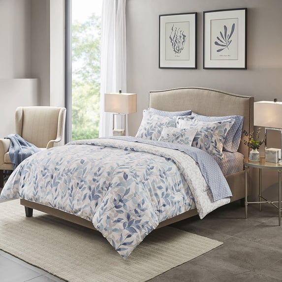 Madison Park Essentials Sofia Reversible 8 Piece Comforter Set with Bed Sheets