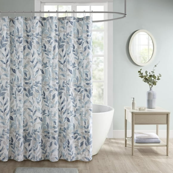 Madison Park Essentials Sofia Shower Curtain, Luxurious Botanical Print, Modern Serene Bathroom Décor, Machine Washable Bath Privacy Screen,72"x 72", Blue