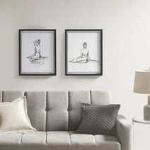 Madison Park Feminine Figures Sketch 2-piece Framed Glass and Matted Wall Art Set, 17"W x 21"H x 1.05"D