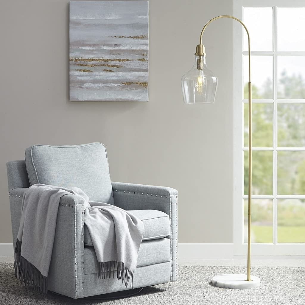 Auburn Gold Steel Floor Lamp with Marble Base