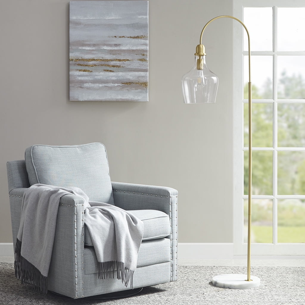 Auburn Gold Steel Floor Lamp with Marble Base