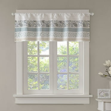 Madison Park Floral 50x18 Rod Pocket Window Valance for Adults in Aqua Blue - Ideal for Indoor Use in Living Room