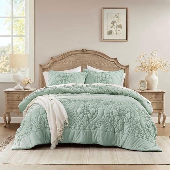 Madison Park King Size 3 Piece Comforter Set Sage,Bed in a Bag,All Season Bed Set,Cozy and Lightweight